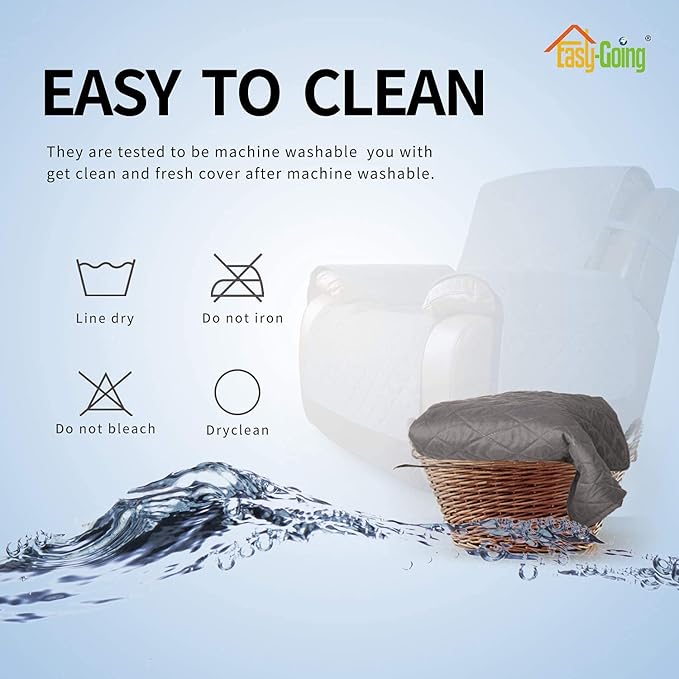 Easy-Going Oversized Recliner Cover Reversible Couch Cover Sofa Cover for Living Room Water Resistant Furniture Protector with Elastic Straps for Pets Dog (Oversized Recliner, Gray/Light Gray)
