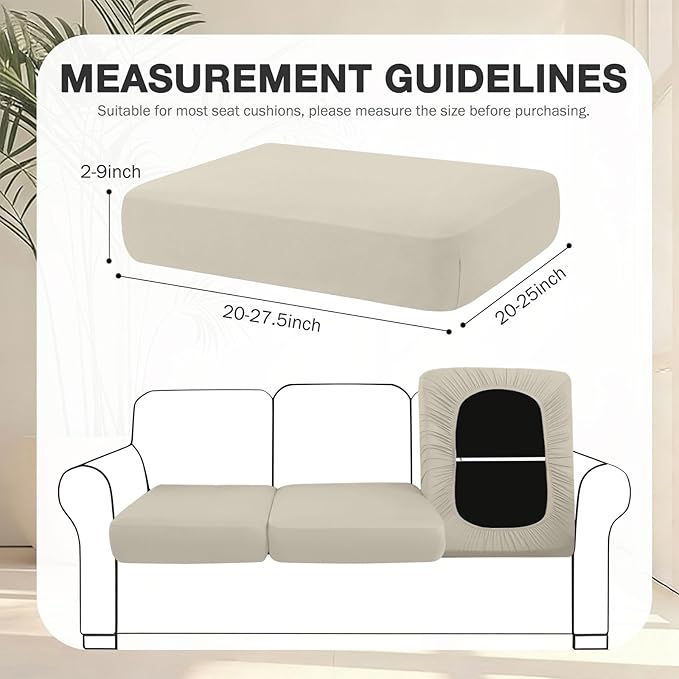 hyha 8Pcs Patio Cushion Covers, Stretch Outdoor Couch Cushion Covers Replacement, Washable Outdoor Chair/Sofa Slipcovers for Patio Furniture Cushions Protector with Elastic Bottom(Taupe,Cover Only)
