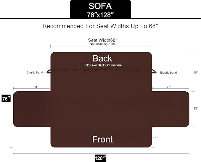U-NICE HOME Reversible Sofa Cover Couch Cover for Dogs with Elastic Straps Water Resistant Furniture Protector for Pets Couch Cover for 3 Cushion Couch (Sofa, Navy/Taupe)
