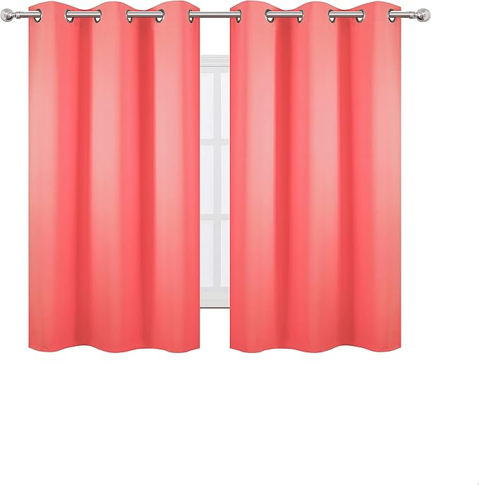LEMOMO Blackout Curtains 38 x 54 inch/Coral Curtains Set of 2 Panels/Thermal Insulated Room Darkening Bedroom Curtains
