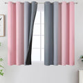 Pink and Grey Blackout Curtains 45 inches Long,Ombre Full Room Darkening Window Curtains for Living Room,Grommet Thermal Insulated Drapes,Light Blocking Curtains for Girls Bedroom,52x45 Inch, 2 Panels