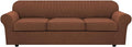 H.VERSAILTEX 4 Piece Stretch Sofa Covers for 3 Cushion Couch Covers for Living Room Furniture Slipcovers (Base Cover Plus 3 Seat Cushion Covers) Thicker Jacquard Fabric (Large Sofa, Caramel)