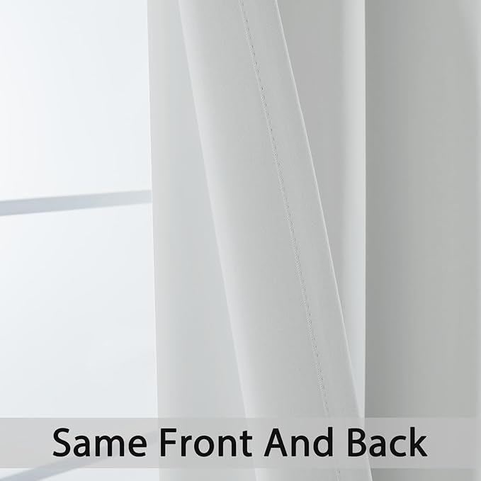 Yakamok 84 Inch Length Room Darking Curtains for Bedroom, Light Blocking Drapes Room Darkening Thermal Insulated Solid Grommet Panels for Living Room(38Wx84L, Greyish White, 1 Panel)