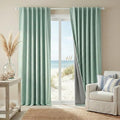 RYB HOME 100% Blackout Linen Textured Curtains 84 inches Long, Thermal Insulating Privacy Energy Saving for Bedroom Living Room Window Office Theater Baby Nursery, W 52 x L 84 in, Aqua, 2 Panels