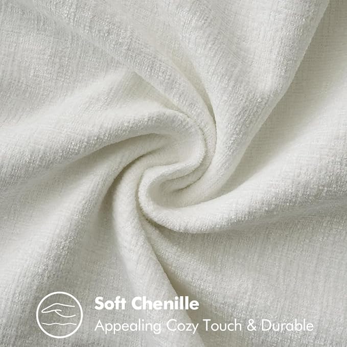 MIULEE Pack of 2 Christmas Pillow Covers 12x20 Inch Pure White Farmhouse Decorative Throw Pillow Covers with Stitched Edge Soft Chenille Solid Dyed Couch Pillow Covers for Sofa Bed Living Room