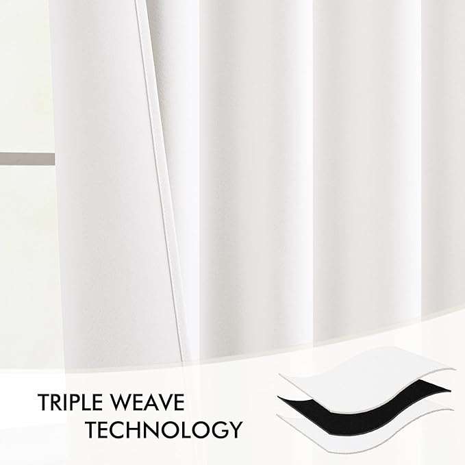 MIULEE Pure White Back Tab Blackout Curtains 108 Inch Long 2 Panels Set for Bedroom, Rod Pocket/Pinch Pleat Extra Long Thermal Insulated Living Room Darkening Pleated Light Blocking Drapes