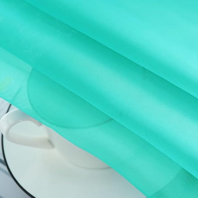 SpaceDresser Sheer Voile Window Treatment Rod Pocket Curtain Panels for Kitchen Bedroom Living Room Drapes Sunlight Filtering Privacy Semi Home Decor Assorted Colors Sizes (Turquoise, 52 W x 72 L)