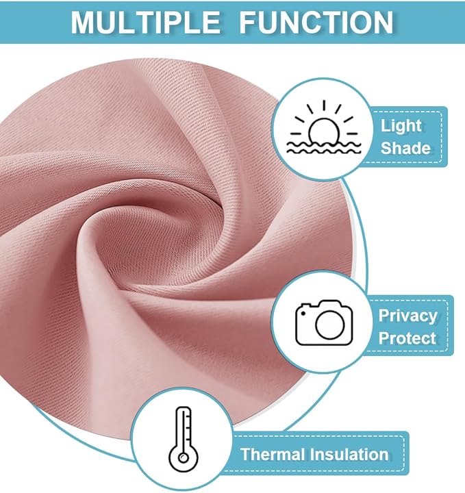 RYB HOME Kitchen Blackout Curtains Over Sink 36 inch Length, Rod Pocket Summer Light UV Blocking Energy Efficient, Cabinet Shelf Cupboard Coverings, Width 29 by Length 36, Peach Blush, 2 Panels