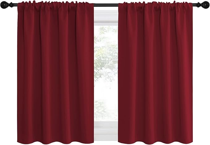NICETOWN 36 inch Curtains for Small Windows, Thermal Insulated Privacy Short Drapes for Kitchen Bathroom (Set of 2, Burgundy Red, 42 in x 36 in (W x L))