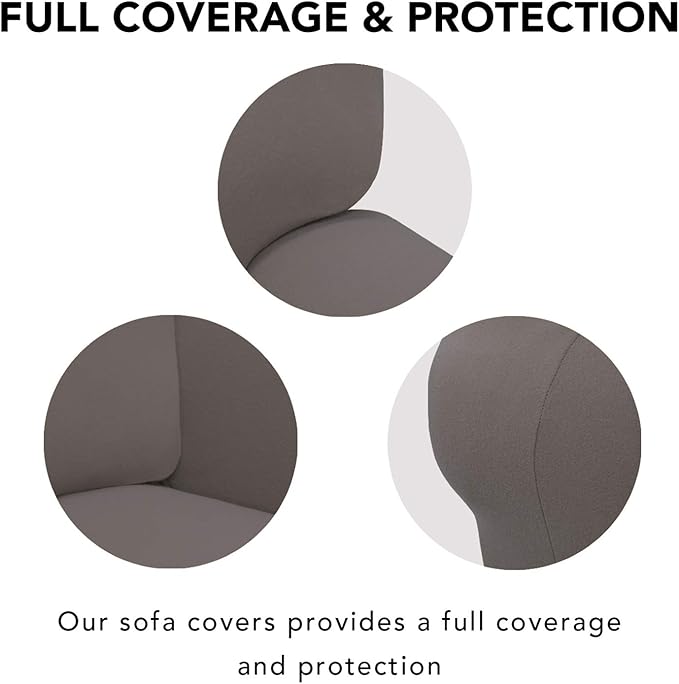 PureFit Super Stretch 4 Seater Sofa Slipcover – Spandex Non Slip Soft Couch Sofa Cover, Washable Furniture Protector with Non Skid Foam and Elastic Bottom for Kids, Pets （XX Large, Taupe）