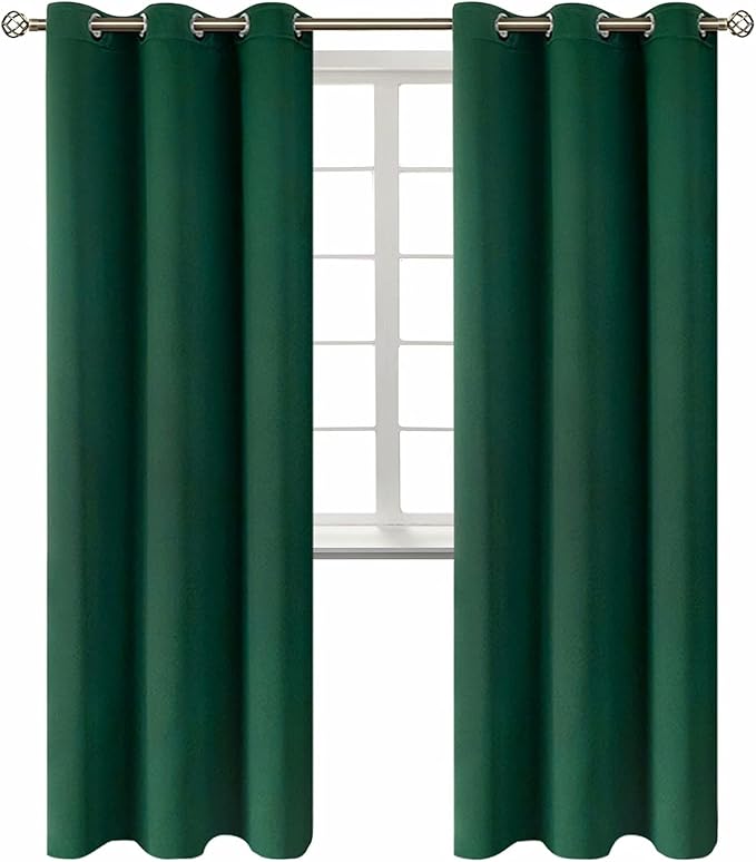 BGment Blackout Curtains - Grommet Thermal Insulated Room Darkening Bedroom and Living Room Curtains, Set of 2 Decorative Curtain Panels (42 x 84 Inch, Emerald Green)