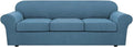 H.VERSAILTEX 4 Piece Stretch Sofa Covers for 3 Cushion Couch Covers for Living Room Furniture Slipcovers (Base Cover Plus 3 Seat Cushion Covers) Upgraded Thicker Jacquard Fabric (XL Sofa, Dusty Blue)
