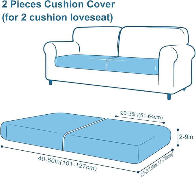 Smiry Printed Couch Cushion Covers, Stretch Soft Couch Covers for Sofa, Washable Non-Slip Sofa Slipcover Furniture Protector for Indoor and Outdoor (2 Pack, Light Green)