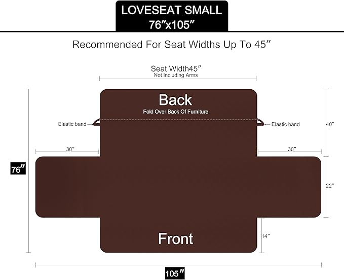 U-NICE HOME Loveseat Sofa Cover Reversible Couch Covers for 2 Cushion Couch for Dogs Furniture Protector Cover with Elastic Straps Water Resistant(Loveseat Small, Burgundy/Tan)