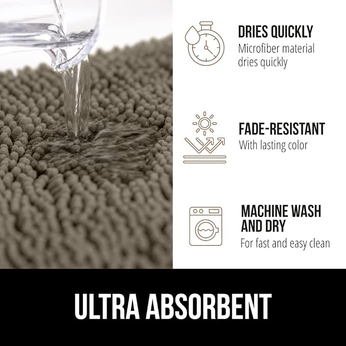 GORILLA GRIP Bath Rug Mat 44x26, Thick Soft Absorbent Chenille, Quick Dry - Image 4