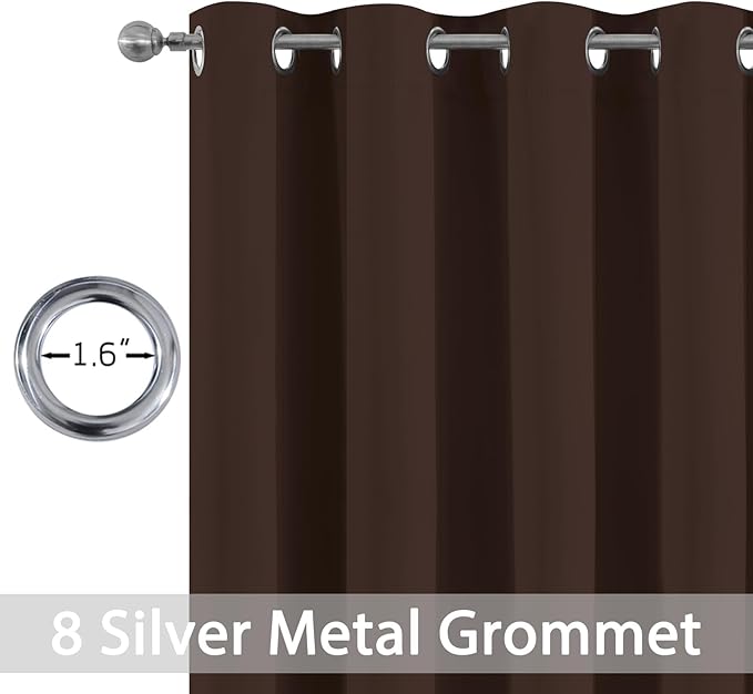 Yakamok Blackout Curtains for Bedroom 2 Panels Set 108 Inch Length Thermal Insulated Room Darkening Dark Black Out Drapery Grommet Window Treatments Drapes for Living Room, 52x108, Chocolate Brown