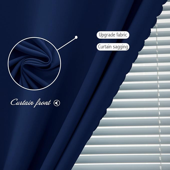 Self Adhesive Portable Blackout Curtains for Bedroom Easy to Install Window Thermal Lnsulated Kitchen Room Darkening Small Window Curtains, 47" W X 96" L, Navy Blue, 1 Panel