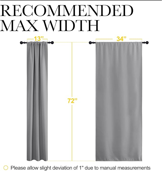 NICETOWN Sidelight Curtains for Front Door - Home Decoration Thermal Insulated Rod Pocket Blackout Blinds & Drapes for Small Windows (Silver Grey, 2 Panels, W34 x L72 -Inch)