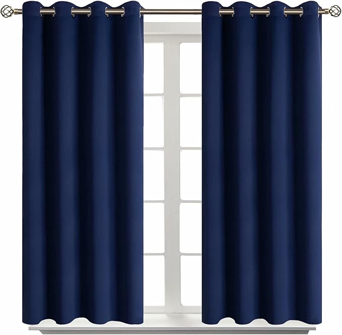 BGment Blackout Curtains for Living Room - Grommet Thermal Insulated Room Darkening Curtains for Bedroom, Set of 2 Panels (52 x 45 Inch, Navy Blue)