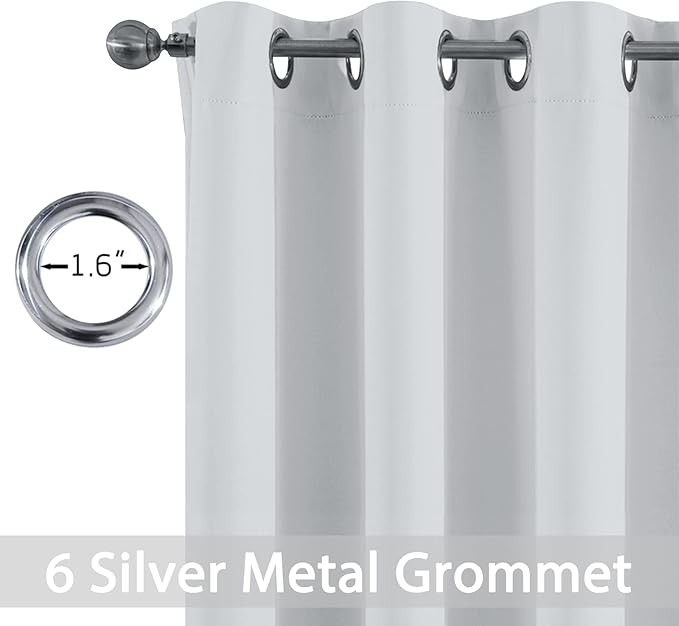 Yakamok Room Darkening Blackout Curtains for Bedroom,Thermal Insulated Grommet Top Window Drapes for Living Room,42W x 63L,Greyish White,2 Panels
