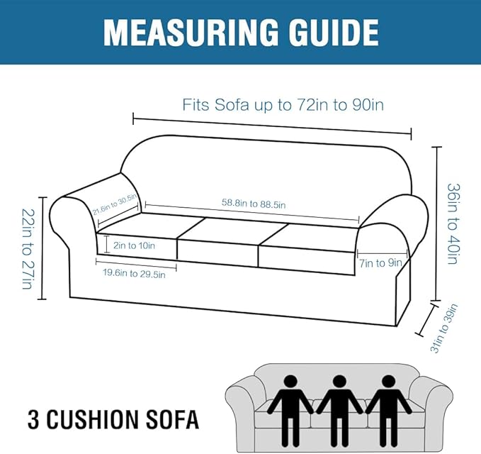 H.VERSAILTEX Modern Velvet Plush 4 Piece High Stretch Sofa Slipcover Sofa Cover Furniture Protector Form Fit Luxury Thick Velvet Sofa Cover for 3 Cushion Couch Width Up to 90 Inch (Sofa, Oatmeal)