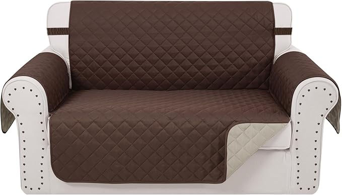 Reversible Loveseat Sofa Covers Couch Cover Furniture Protector(Loveseat,Chocolate/Beige)
