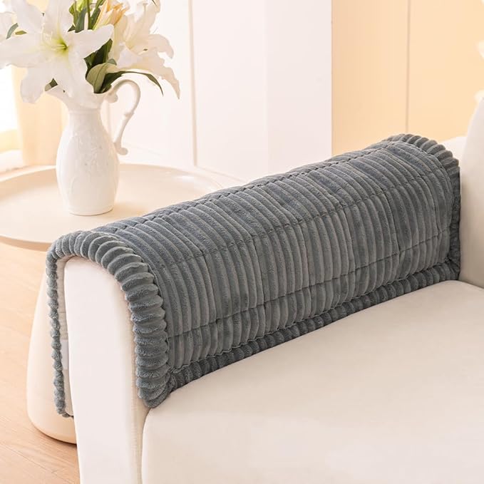 Couch Cover for Dogs Washable, Fuzzy Pet Couch Covers for 3 Cushion Sofa Pet Friendly, Non Slip Sofa Cover (Blue-Grey, 27.6" x 27.6"/70 x 70cm 2 PCS)