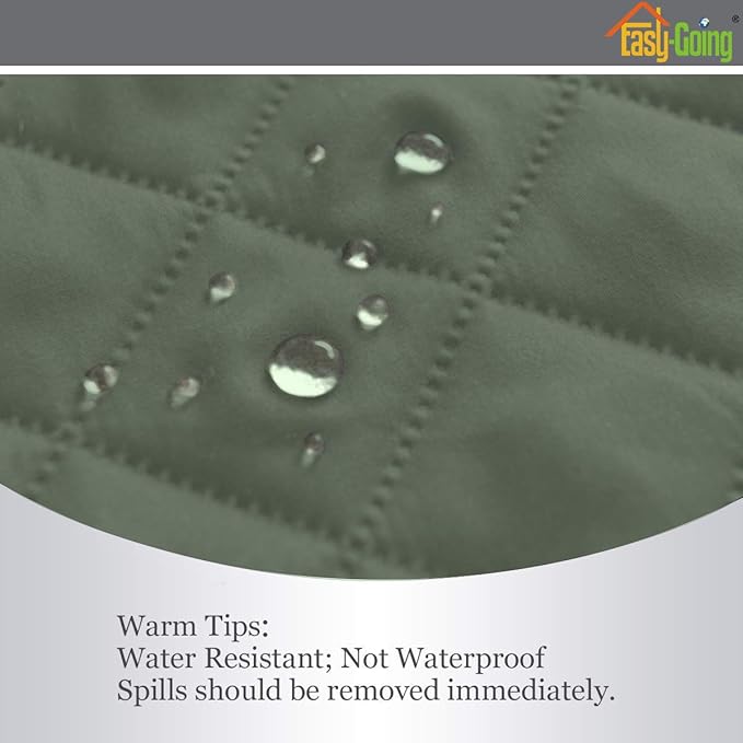 Easy-Going Reversible Couch Cover for 3 Cushion Couch Sofa Cover for Dogs Water Resistant Furniture Protector Cover with Foam Sticks Elastic Straps for Pet Cat (Sofa, Greyish Green/Beige)