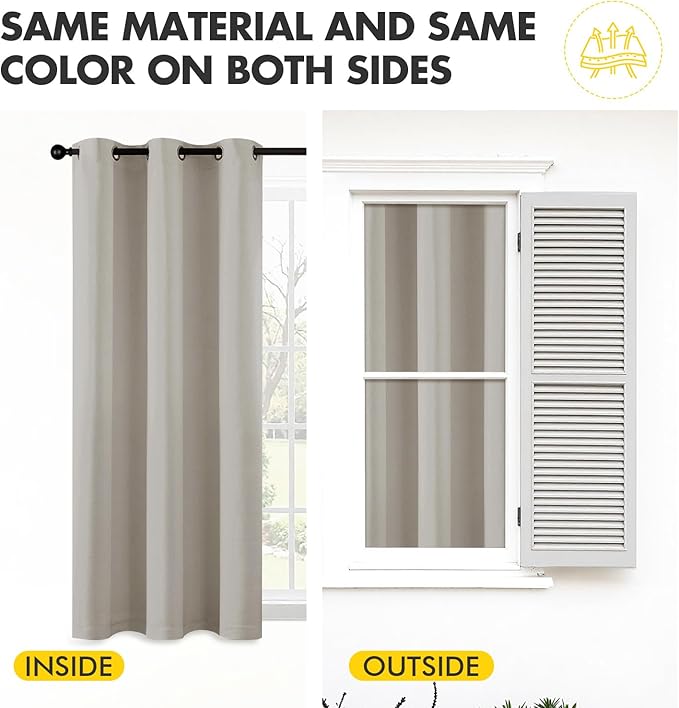 MIULEE Natural Blackout Curtains for Bedroom Living Room 84 Inches Long 2 Panels, Thermal Insulated Room Darkening Drapes Solid Grommet Noise Reduction Light Blocking Window Treatments 40x84 inch