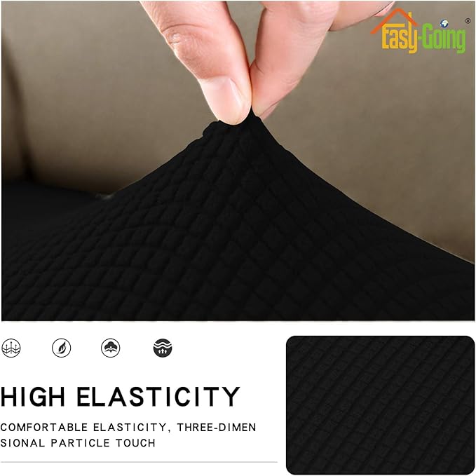 Easy-Going Stretch Cushion Cover Sofa Cushion Furniture Protector Sofa Seat Sofa slipcover Sofa Cover Soft Flexibility with Elastic Bottom(Oversized Sofa Cushion, Black)