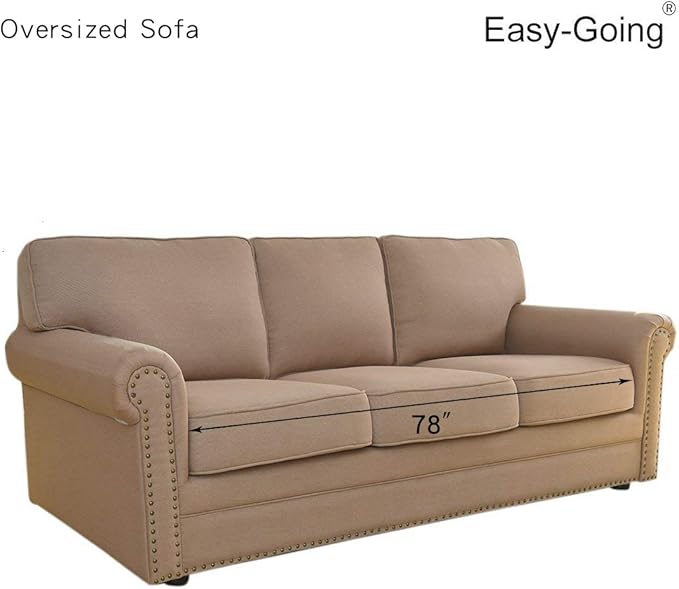 Easy-Going Stretch Oversized Sofa Slipcover 1-Piece Sofa Cover Furniture Protector Couch Soft with Elastic Bottom for Kids, Polyester Spandex Jacquard Fabric Small Checks Light Gray