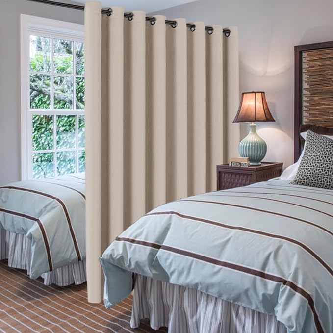 H.VERSAILTEX Blackout Patio Curtains 100 x 96 Inches for Sliding Door Extral Wide Blackout Curtain Panels Thermal Insulated Room Divider - Grommet Top, 8' Tall by 8.5' Wide - Fog