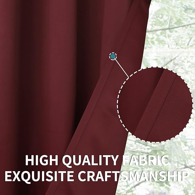 BGment Blackout Curtains - Grommet Thermal Insulated Room Darkening Bedroom and Living Room Curtains, Set of 2 Panels (52 x 120 Inch, Burgundy)