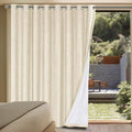 H.VERSAILTEX Linen Blackout Curtains Durable Thick Textured Linen Look 100% Blackout Patio Door Curtain Anti Rust Grommet Extra Wide Sliding Door Curtain Panel, Bleached Sand, W100 x L108 inch