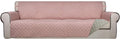 PureFit Reversible Quilted Sofa Cover, Water Resistant Slipcover Furniture Protector, Washable Couch Cover with Non Slip and Elastic Straps for Kids, Dogs, Pets (XX Large, Pink/Beige)
