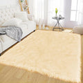 Latepis Yellow Rugs for Living Room Faux Sheepskin 5x6.7 Fuzzy Rugs Washable Fur Rug for Bedroom Bedside Home Décor, Rectangle