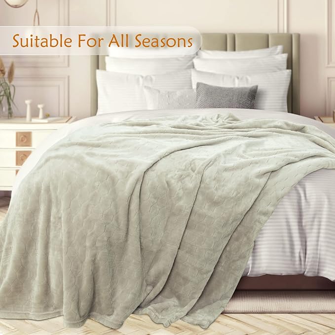 TOONOW Fleece Blanket Super Soft Cozy Throw Blanket 50" x 60", Lightweight Fuzzy Comfy Textured Flannel Blanket Warm Plush Throw Blankets for Couch, Sofa, Bed, Pumice Stone