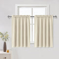 DWCN Thermal Short Blackout Curtains for Bedroom/Kitchen, Energy Saving Room Darkening Curtains for Nursery/Bedroom/Kitchen(W60 x L36inch, Light Beige, Set of 2 Panels, Top of Rod Pocket)