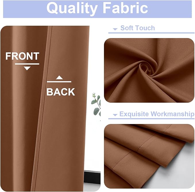 Simplebrand Ava Sun Baked Blackout Curtains for Bedroom 90 Inches Long 2 Panels Set, Solid Privacy Energy Saving Living Room Window Treatment Curtains Blackout Drapes, W50 x L90 Inch, Sun Baked
