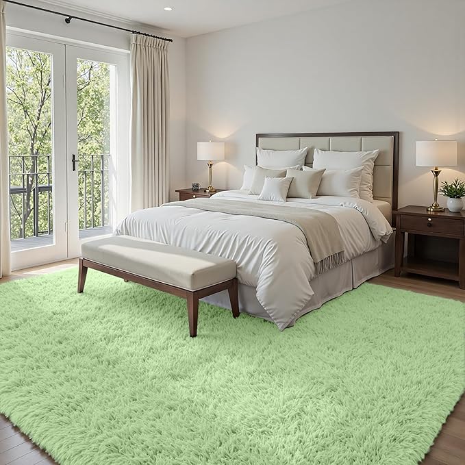 4x6 Area Rugs for Living Room Rug: Soft Fluffy Shag Mint Green Rugs for Bedroom, Non-Slip Large Fuzzy Plush Rug Indoor Floor Carpet for Nursery Kids Boys Girls Room, Dorms, Playroom, Modern Home Decor