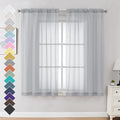 OVZME Light Grey Sheer Curtains 63 Inches Long 2 Panels - Soft Light Filtering Window Sheer Panels for Living Room/Bedroom, Top Dual Rod Pocket, 1 Pair, Each 42Wx63L Inches