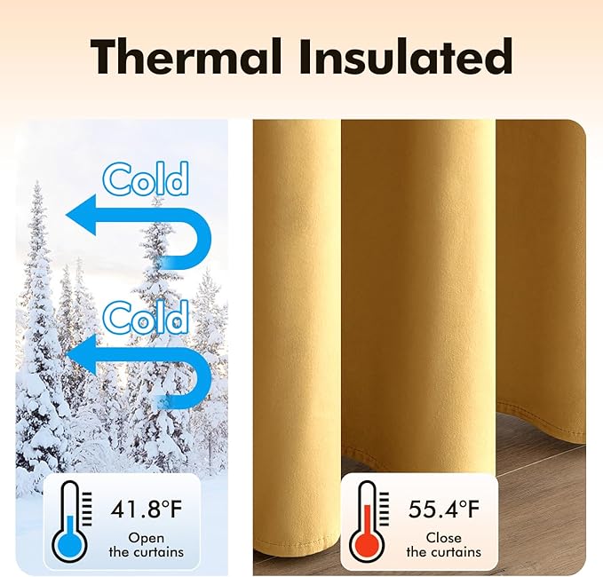 MIULEE Velvet Curtains Golden Elegant Grommet Thermal Insulated Soundproof Room Darkening Curtains/Drapes for Classical Living Room Bedroom Decor 52 x 84 Inch Set of 2