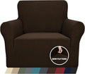 ZNSAYOTX 1 Piece Jacquard Chair Slipcovers for Living Room High Stretch Chair Covers with Arms Anti Slip Pets Friendly Couch Sofa Armchair Cover Furniture Protector (Chair, Dark Coffee)