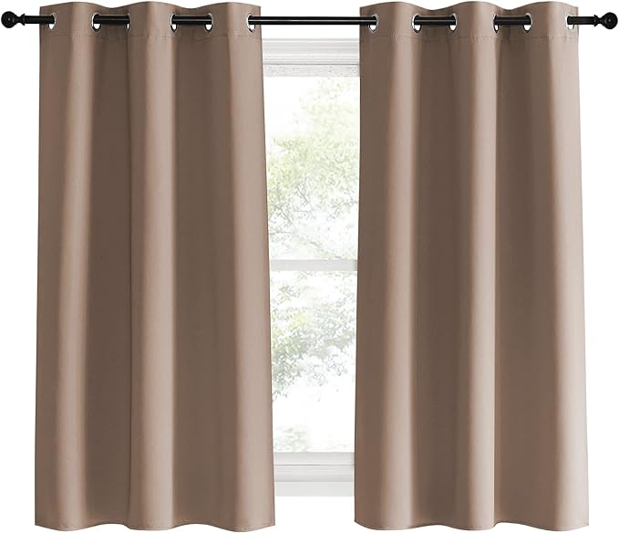 NICETOWN Blackout Window Curtains and Drapes for Kitchen, Set of 2, 42 by 60 Inch, Cappuccino, Window Treatment Thermal Insulated Solid Grommet Blackout Drapery Panels