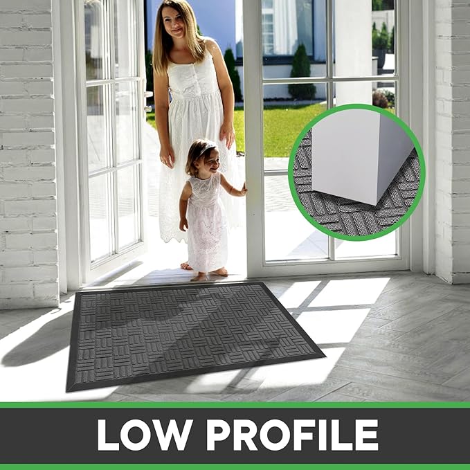 Mibao Front Door Mat, Heavy Duty Durable Welcome Mat for Outdoor Indoor, Dirt Trapper Waterproof Super Absorbent Door Mat for Entryway Outside Patio Porch, 73" x 46", Light Grey
