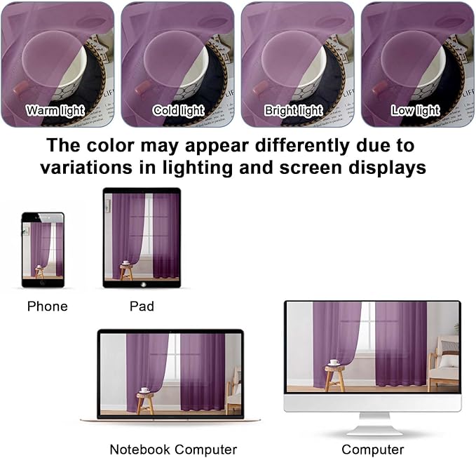 OWENIE Plum Sheer Curtains, Sheer Curtains 84 Inches Long 2 Panels Set, Rod Pocket Voile Fimly Sheer Drapes for Living Room Bedroom, 2pcs, Plum, Each 42" W x 84" L
