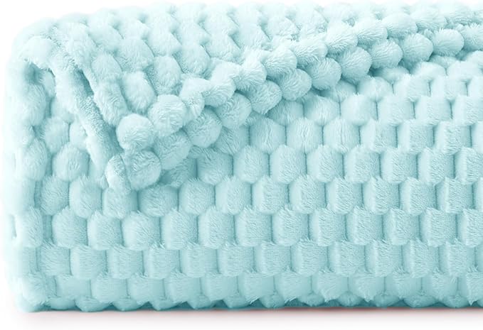 BEDELITE Fleece Blanket Twin for Bed Couch, 3D Jacquard Decorative Cloud Blue Throw Blanket, Soft and Cozy Warm Plush Fuzzy Blanket All Seasons Suitable, 60x80Inches