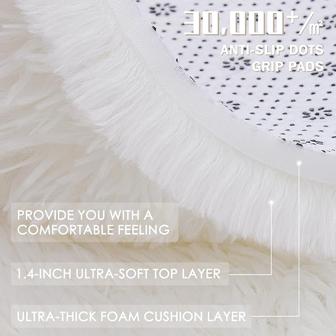 OLANLY 2x11 Machine Washable Runner Rugs for Hallway, Soft Fluffy Shaggy Bedside Rugs for Bedroom, Living Room, Indoor Floor Carpet for Kids Girls and Boys, Nursery Rooms, Home Decor Aesthetic, Ivory