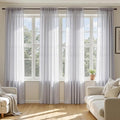 MIULEE Greyish Lilac Sheer Curtains 96 Inches Long, 4 Panels Set, Rod Pocket Light Filtering Window Drapes for Bedroom and Living Room, Elegant Airy Fabric, 54 x 96 Inches