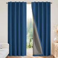 Joydeco Blackout Curtains for Bedroom - 100% Light Blocking 2 Panels Navy Blue Drapes 42" W x 108" L, Thermal Insulated Room Darkening Curtains, Linen Textured for Living Room, Rod Pocket & Back Tabs